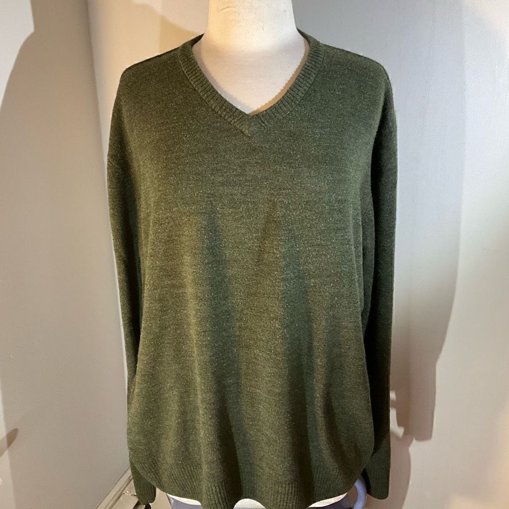 Vintage Oscar de la Renta Oversized Grand Dad Sweater, XL. Olive
